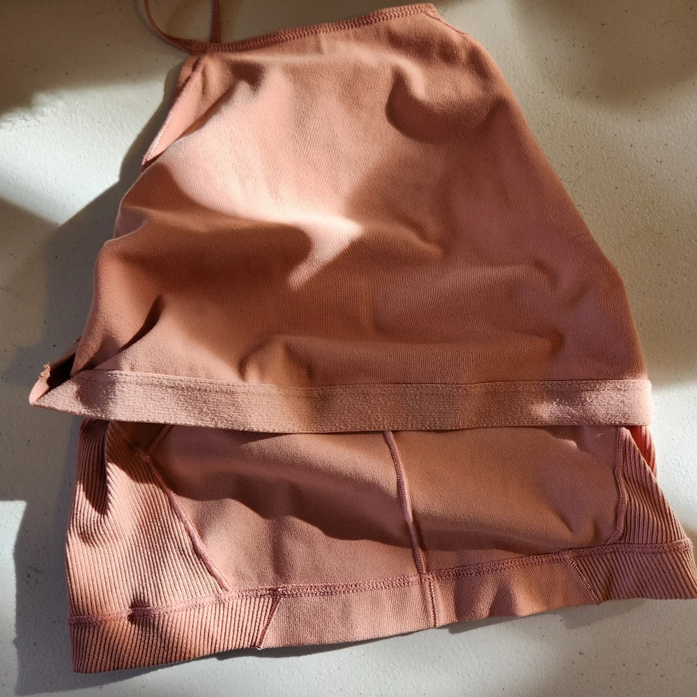 Nike Yoga Statement Clean Crop Top Tank High Neck Cropped Pink Activewear Gym - Picture 8 of 11